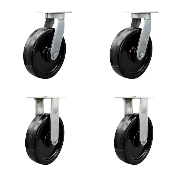 Service Caster 12'' Extra Heavy Duty Phenolic Wheel Caster Set 2 Swivel Locks 2 Rigid, 4PK CRAN-SCC-KP92S1230-PHR-BSL-2-R-2 - main
